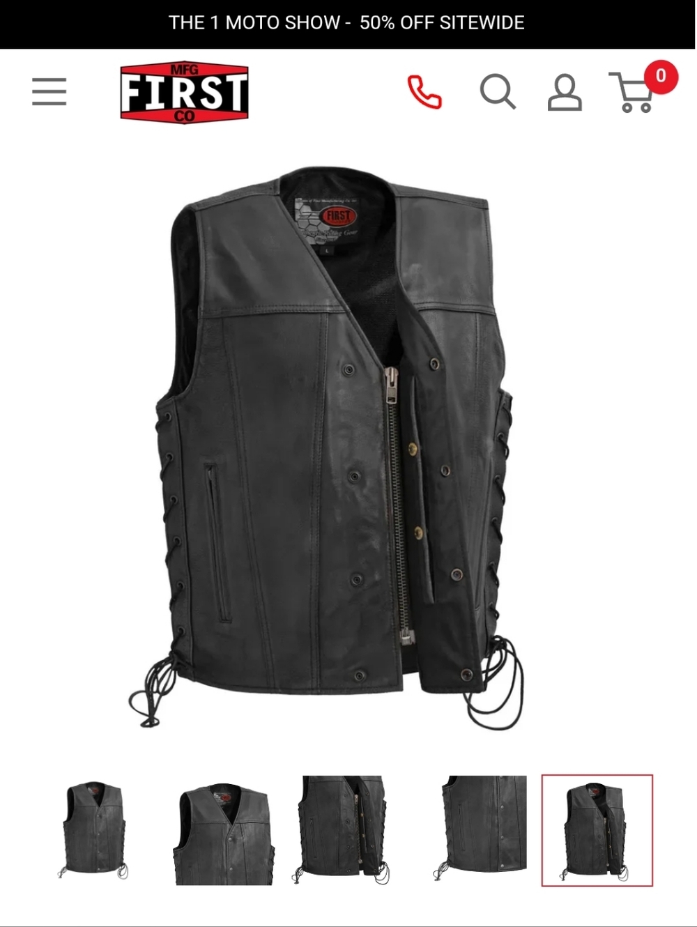Men's Black Leather Motorcycle Vest